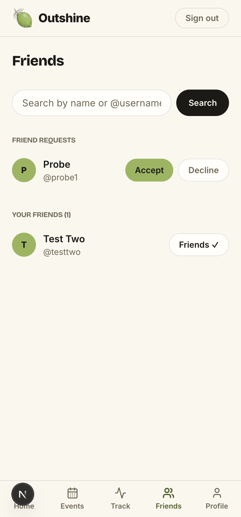 Better with friends — Outshine app screen